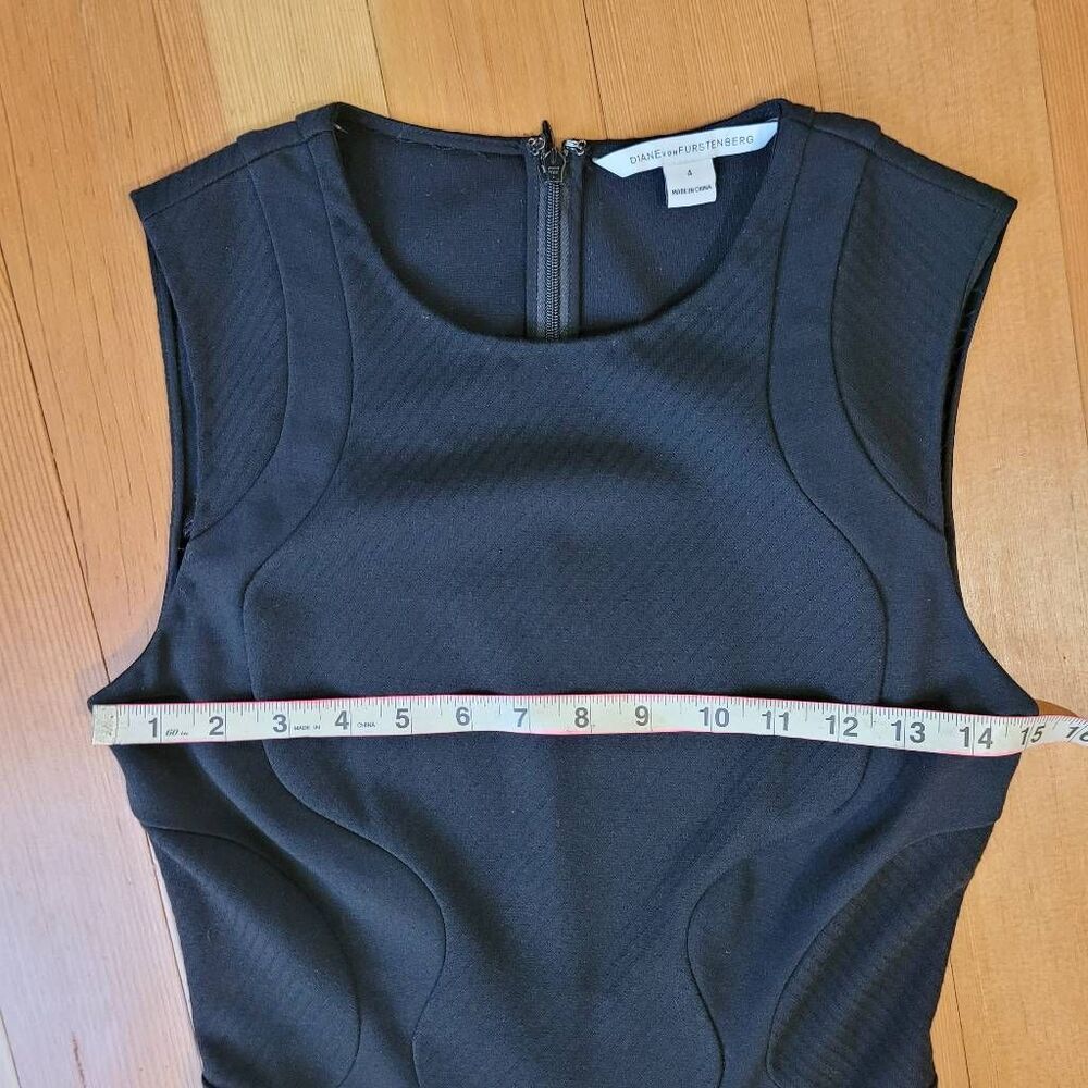 Diane Von Furstenberg black knee length‎ dress structured geometric futuristic - Picture 8 of 15